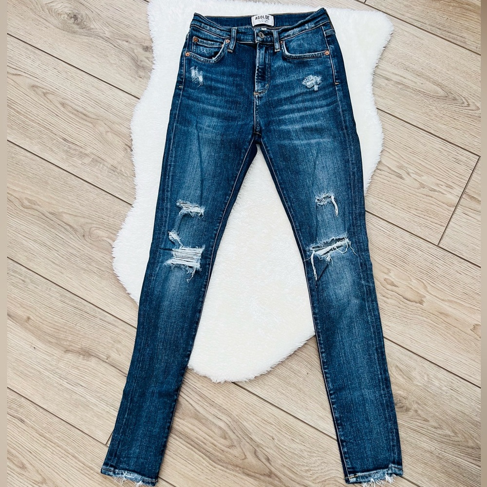 AGOLDE Sophie High Rise Destroyed Denim Jeans size 25